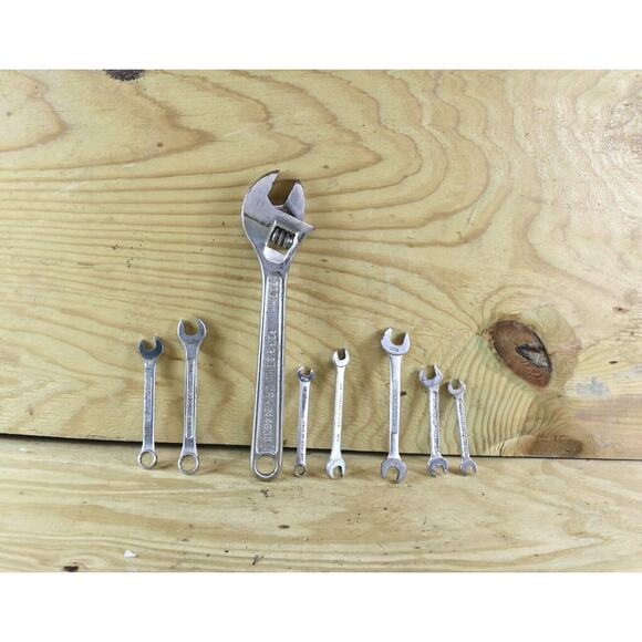 Craftsman wrench lot of 8 Power Kraft Mix Lot Vintage 12" 9/16 Forged Steel USA - Picture 1 of 5